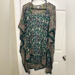 American Eagle Outfitters green floral Kimono one size boho indie festival